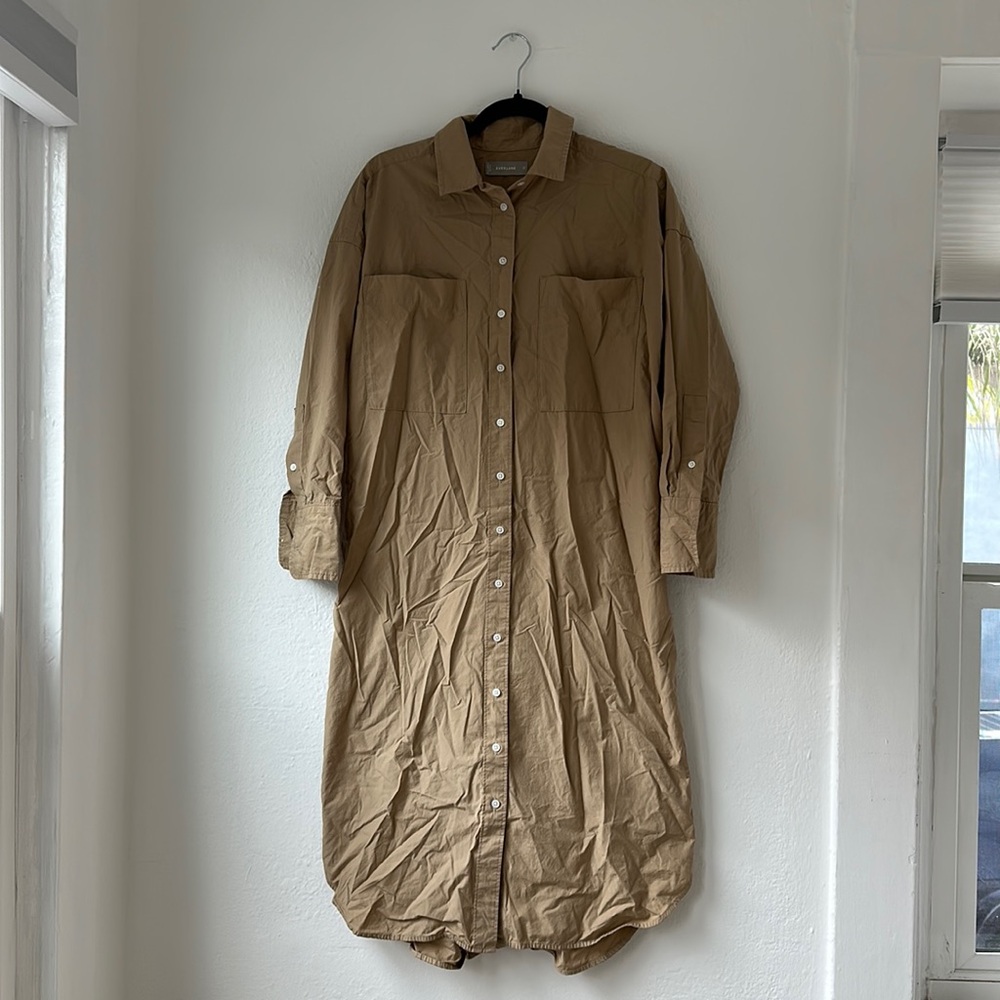 Everlane Maxi Button Up Dress in Khaki